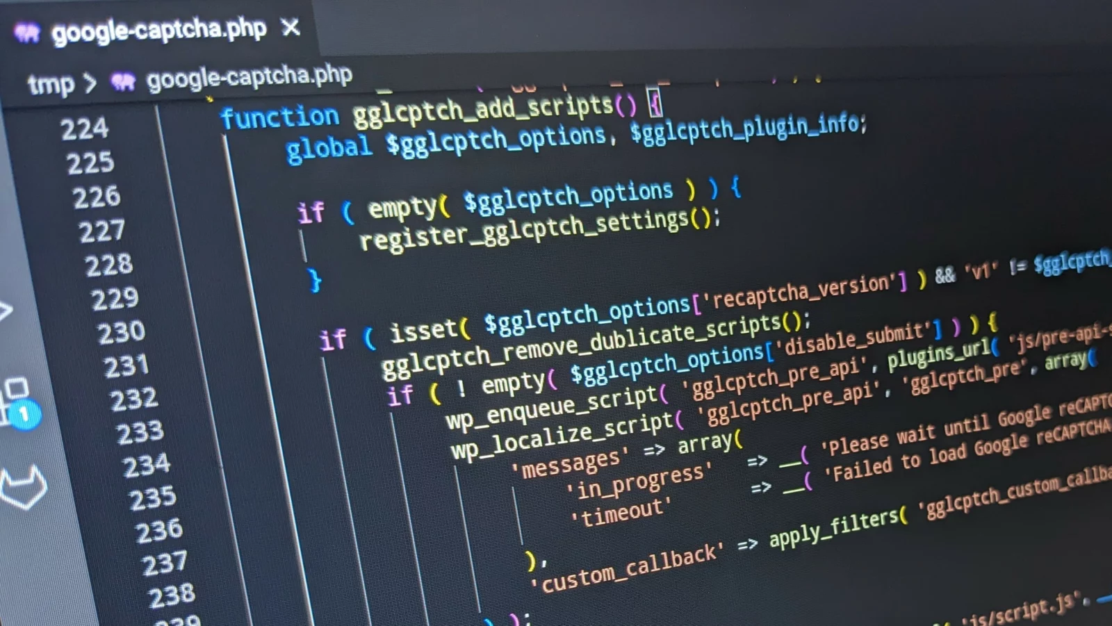 Пример программного кода в окне программы