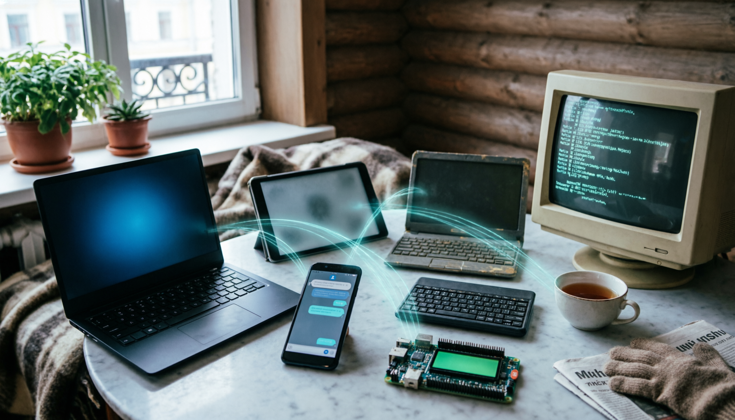 Изображение: Разнообразие клиентского ПО для сети Matrix © Сгенерировано ИИ для morikoff.ru